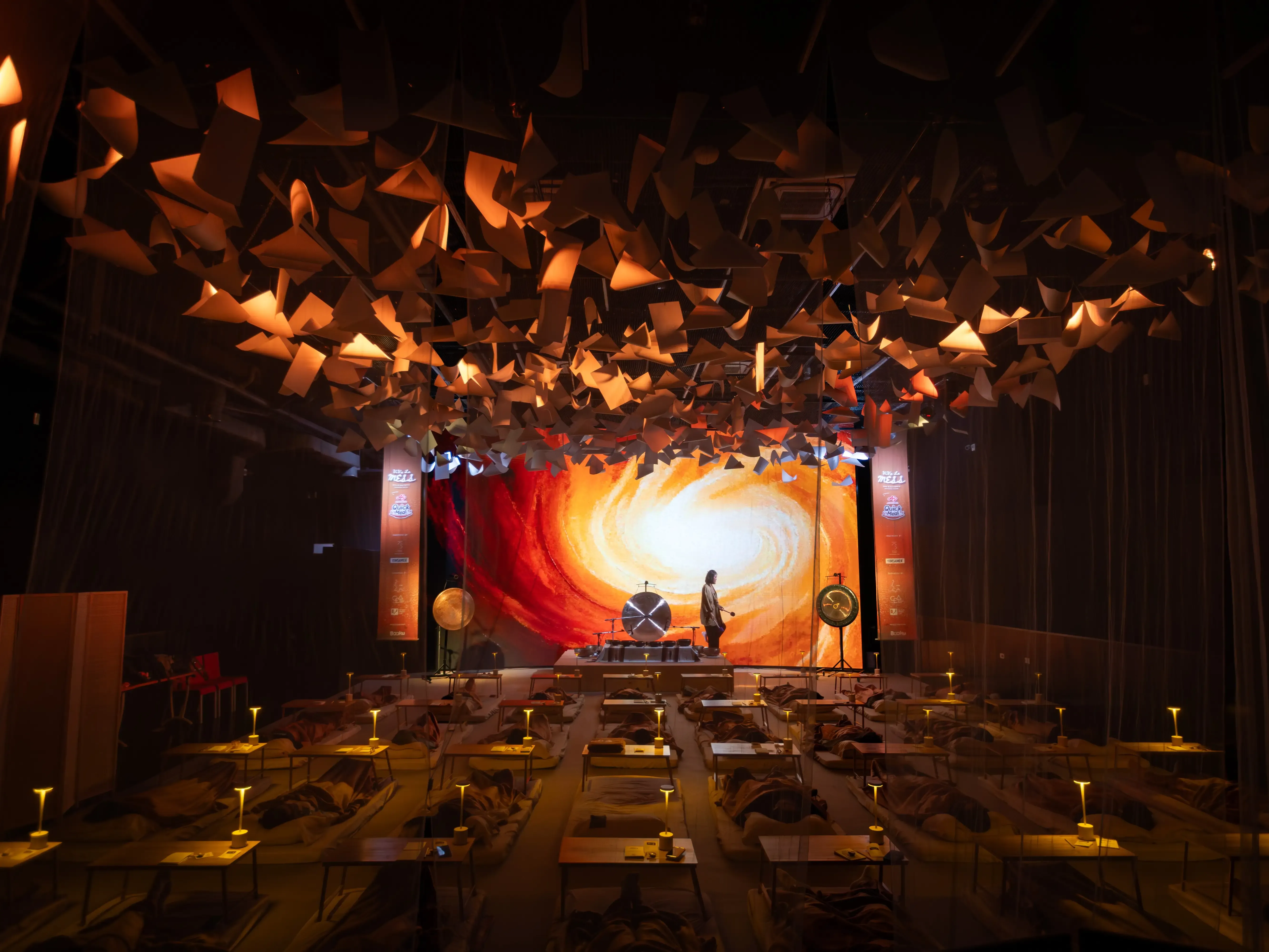 A sound healing event held for a company team.